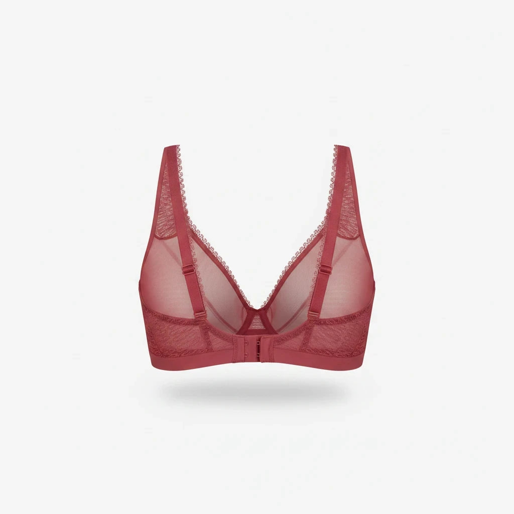 Bramanta Triumph Aura Spotlight beugel-bh in rood met transparante mesh details en verfijnde kanten afwerking