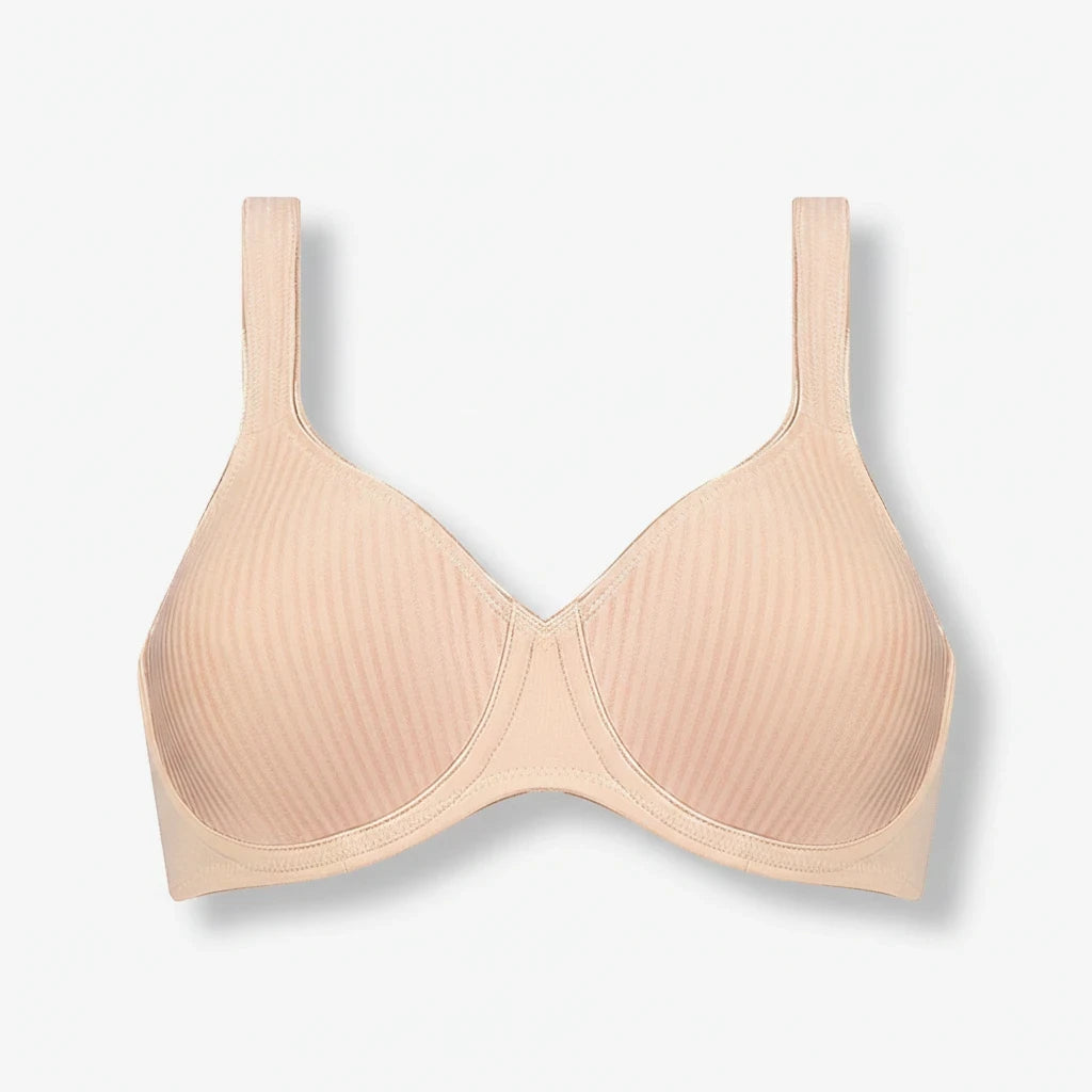 Bramanta Triumph Modern Soft+Cotton voorgevormde bh in roze met subtiele verticale strepen en brede schouderbandjes