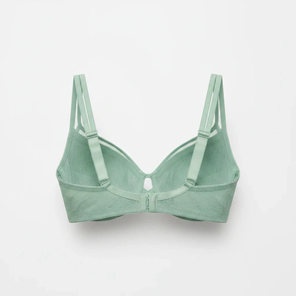 Bramanta Triumph Signature Sheer beugel-bh in mintgroen met kanten details en dubbele schouderbandjes, achterkant