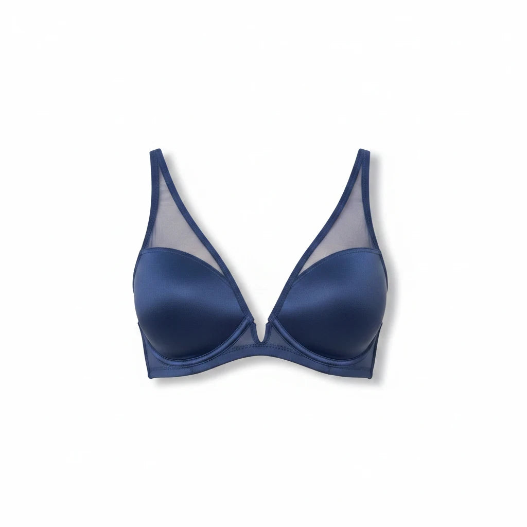 Bramanta Triumph Vivid Spotlight beugel-bh in donkerblauw met luxe satijnlook en transparante mesh details